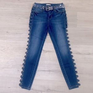 ENCORE jeans👖Denim Jeans Side Loops/Cut-Out Skinny Leg
